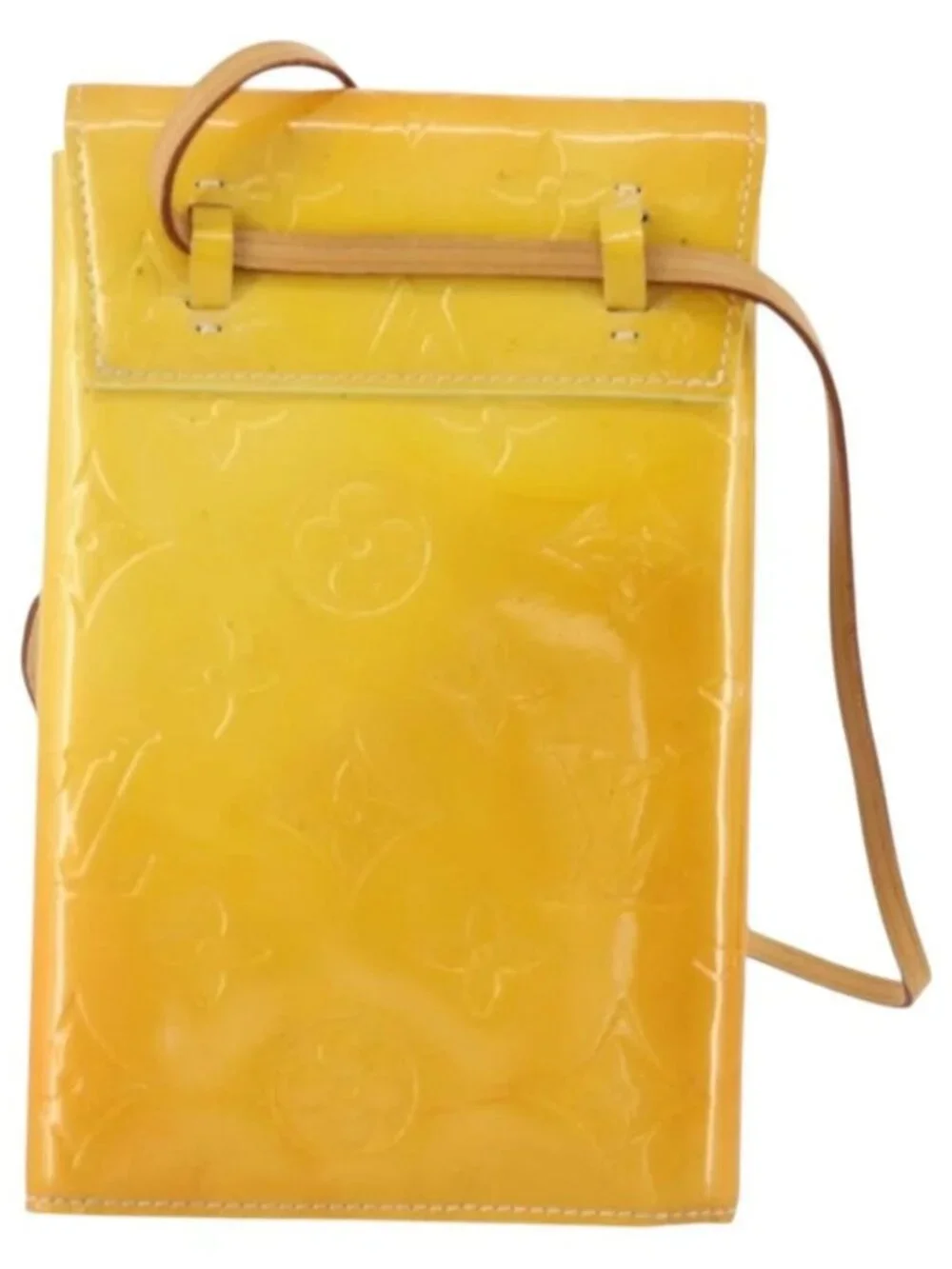 LOUIS VUITTON Monogram Vernis Walker Wallet Lime Yellow M91074 LV Auth BA10750